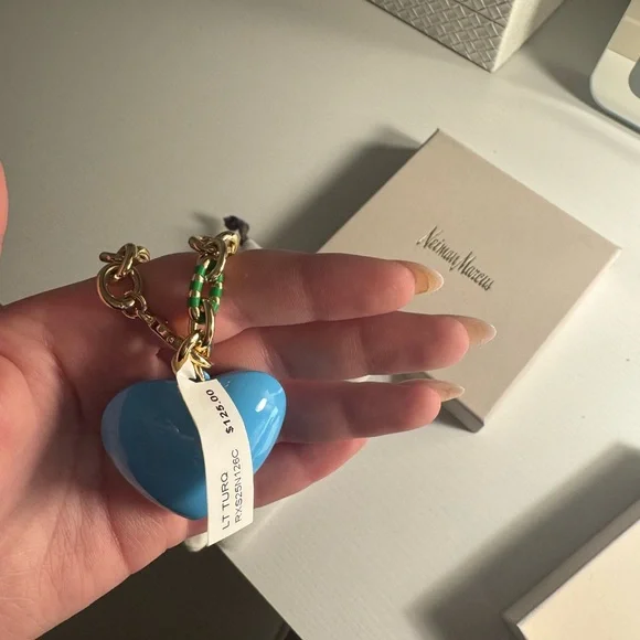 Roxanne Assoulin Gold Necklace with Blue Heart Charm - Picture 4 of 4